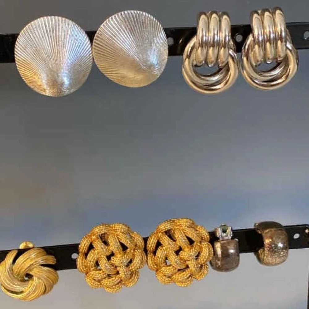 Beautiful Array Of Elegant Vintage Clip On Earrings - Silver, Gold, Coral, Shell